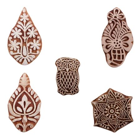 Set of 5 Piece New Mix Wooden Printing Blocks